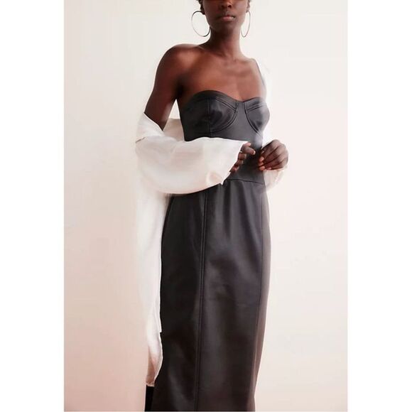 NWT Free People Mira Vegan Leather Midi Dress - Picture 3 of 7